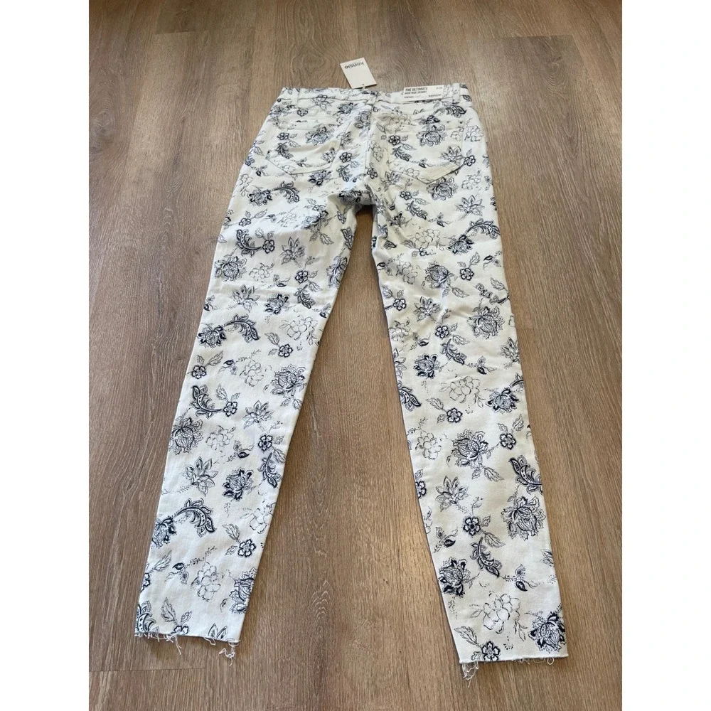 Kensie Jeans Womens 6/28 White Blue Floral High Rise Skinny Vintage Luxe NWT